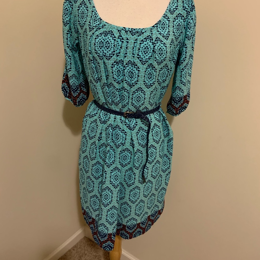 New turquoise print dress